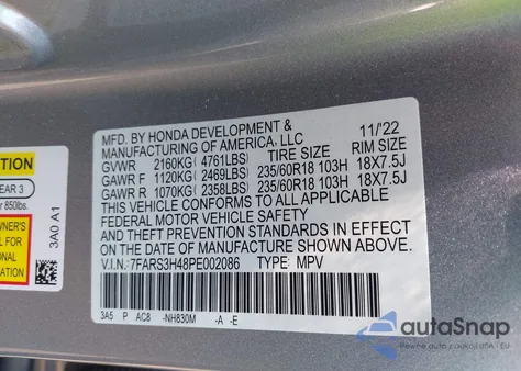 2023 Honda Cr-V Ex 2Wd z USA, uszkodzony, nr VIN 7FARS3H48PE002086